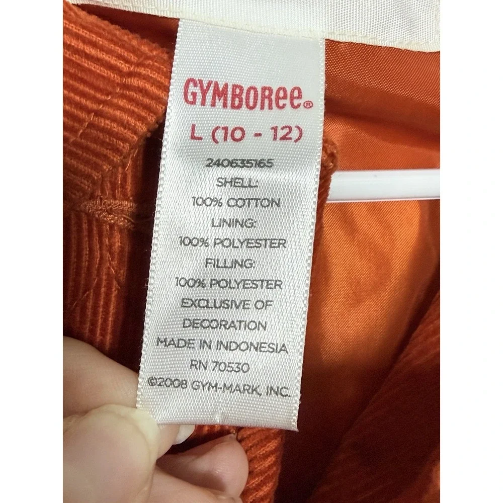 Gymboree Girls Quilted Corduroy Vest Orange 10-12 Button Front Fall Artsy Quirky